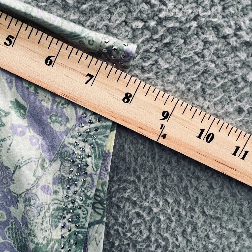 Gloria Vanderbilt Womens Top 3X Green‎ Lavender Short Sleeve Pullover Shirt - Picture 10 of 10